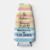 ピンクブルーイエローウォーターストライプカラーパーティー名 ボトルクーラー (正面)