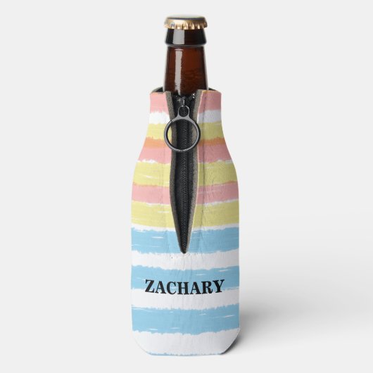 ピンクブルーイエローウォーターストライプカラーパーティー名 ボトルクーラー (ボトル裏面)