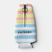 ピンクブルーイエローウォーターストライプカラーパーティー名 ボトルクーラー (裏面)