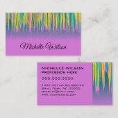 ピンクブルーイエローウォーター絵を描カラー 名刺 (正面/裏面)