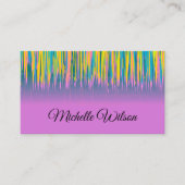 ピンクブルーイエローウォーター絵を描カラー 名刺 (正面)