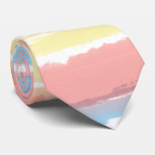 ピンクブルーイエローウォーター色のストライプ ネクタイ (ロール)