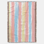 ピンクブルーイエローウォーター色の夏のストライプ スローブランケット (正面縦)