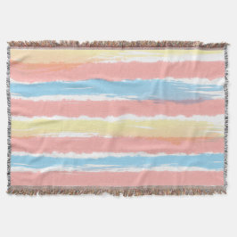 ピンクブルーイエローウォーター色の夏のストライプ スローブランケット