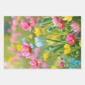 ピンクブルーイエローグリーンワイルドフラワーフィールド2025 ラッピングペーパーシート (正面3)