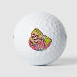 ピンクブルーイエローゴリラ絵画ズ ゴルフボール