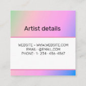 ピンクブルーイエローテクスチャ抽象芸術名刺 コーリングカード (裏面)