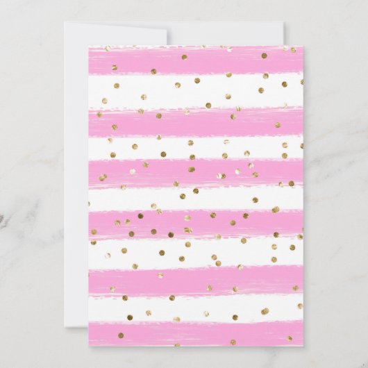 ピンクブルーイエローフラワーズ金ゴールドフレーム甘い16 招待状 (裏面)