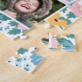 ピンクブルーイエローフローラフォトコラージュ ジグソーパズル (側面)