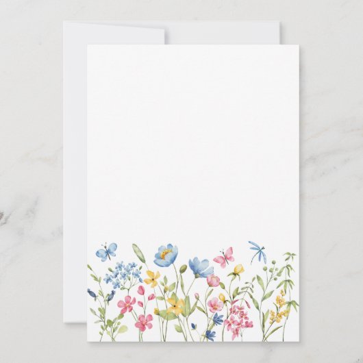 ピンクブルーイエローフローラワイルドフラワーブライダルシャワー 招待状 (裏面)