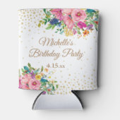 ピンクブルーイエローフローラ誕生会 缶クーラー (正面)