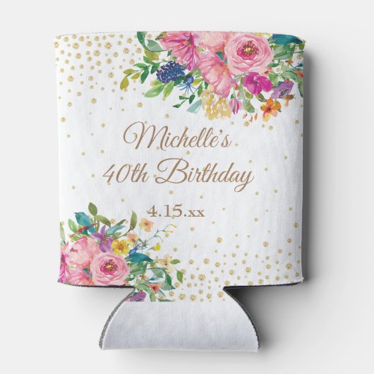 ピンクブルーイエローフローラ40歳の誕生日 缶クーラー (裏面)