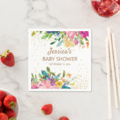 ピンクブルーイエローベビーシャワー金ゴールドグリッターホワイト スタンダードカクテルナプキン (インサイチュ)