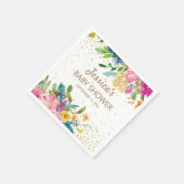 ピンクブルーイエローベビーシャワー金ゴールドグリッターホワイト スタンダードカクテルナプキン (角)