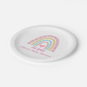 ピンクブルーイエローボーホレインボーオーベビーシャワー ペーパープレート (アングル)