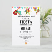 ピンクブルーイエローメキシコフェスタ誕生日 招待状 (スタンド正面)