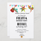 ピンクブルーイエローメキシコフェスタ誕生日 招待状 (正面/裏面)
