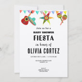 ピンクブルーイエローメキシコフェスタ赤ちゃんシャワー 招待状 (正面)