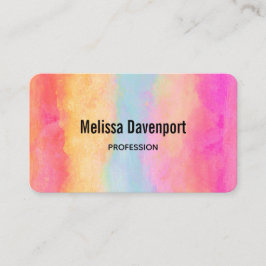 ピンクブルーイエローレインボーストライプズ水彩 名刺