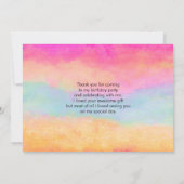 ピンクブルーイエローレインボーストライプ抽象芸術 サンキューカード (裏面)