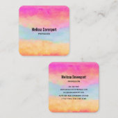 ピンクブルーイエローレインボーストライプ抽象芸術 スクエア名刺 (正面/裏面)