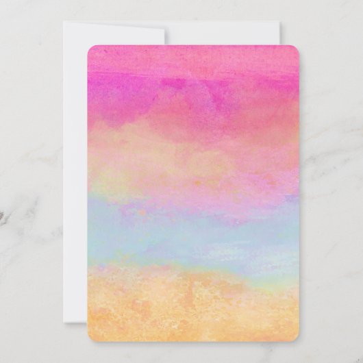 ピンクブルーイエローレインボーストライプ抽象芸術 セーブザデート (裏面)