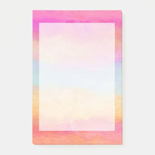 ピンクブルーイエローレインボーストライプ抽象芸術 ポストイット (正面)