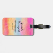 ピンクブルーイエローレインボーストライプ抽象芸術 ラゲッジタグ (裏面横)