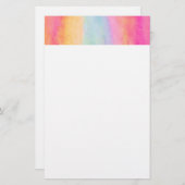 ピンクブルーイエローレインボーストライプ抽象芸術 便箋 (正面/裏面)