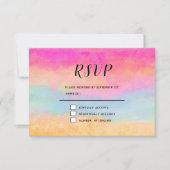 ピンクブルーイエローレインボーストライプ抽象芸術 出欠カード (正面)