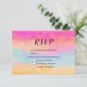 ピンクブルーイエローレインボーストライプ抽象芸術 出欠カード (スタンド正面)