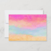 ピンクブルーイエローレインボーストライプ抽象芸術 出欠カード (裏面)
