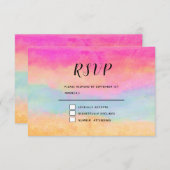 ピンクブルーイエローレインボーストライプ抽象芸術 出欠カード (正面/裏面)