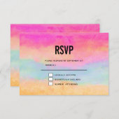 ピンクブルーイエローレインボーストライプ抽象芸術 出欠カード (正面/裏面)