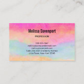 ピンクブルーイエローレインボーストライプ抽象芸術 名刺 (裏面)