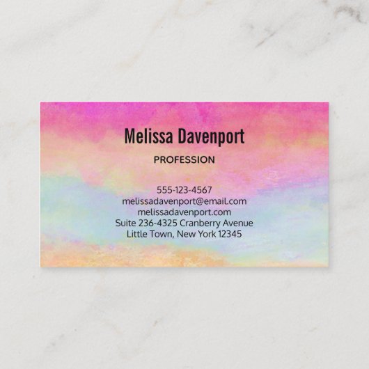 ピンクブルーイエローレインボーストライプ抽象芸術 名刺 (裏面)