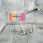 ピンクブルーイエローレインボーストライプ抽象芸術 名札 (インサイチュ)