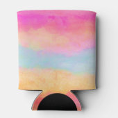 ピンクブルーイエローレインボーストライプ抽象芸術 缶クーラー (裏面)