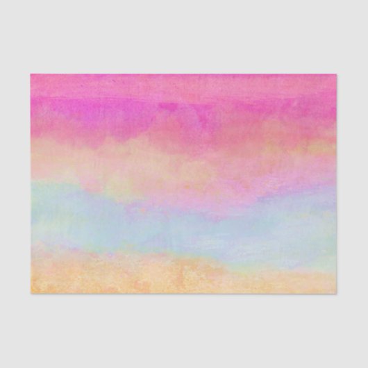 ピンクブルーイエローレインボーストライプ抽象芸術 薄葉紙 (正面)