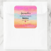 ピンクブルーイエローレインボー抽象芸術ストライプキャンドル スクエアシール (バッグ)