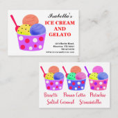 ピンクブルーイエローレッドアイスクリームジェラート 名刺 (正面/裏面)