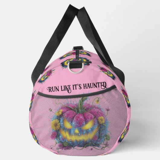 ピンクブルーイエロー幽霊のよく出る開花カボチャ ダッフルバッグ (右)