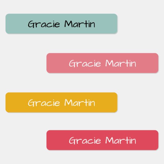 ピンクブルーイエロー新学期長方形 ラベル (グループ)