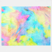 ピンクブルーイエロー絞り染め フリースブランケット (正面(横))