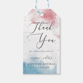 ピンクブルーウォーターカラージェンダーがパーティーの好意を明らかにする ギフトタグ