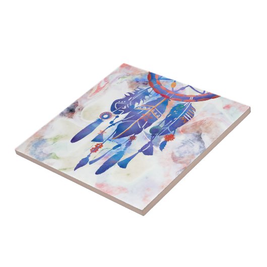 ピンクブルーウォーターカラードリームキャッチャーモダンボー保 タイル (側面)