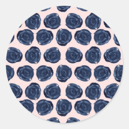 ピンクブルーウォーターカラーバラつる植物コテージ結婚ズ ラウンドシール