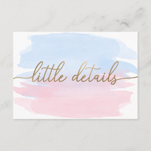 ピンクブルーウォーターカラーリトル詳細挿入カード エンクロージャーカード (裏面)