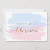 ピンクブルーウォーターカラー金ゴールドベビー散布招待状 招待状 (裏面)