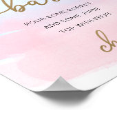 ピンクブルーウォーターカラー金ゴールドミモサバー標識 ポスター (角)